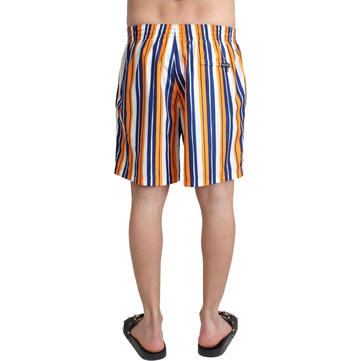 Dolce & Gabbana Multicolor Striped Swim Shorts Trunks Dolce & Gabbana Tan