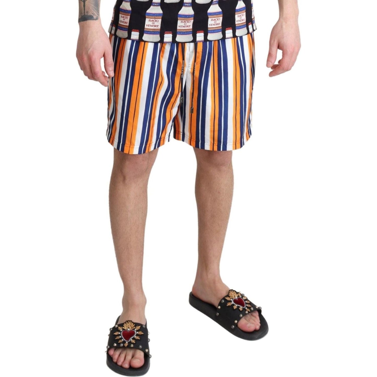 Dolce & Gabbana Multicolor Striped Swim Shorts Trunks Dolce & Gabbana Rosy Brown