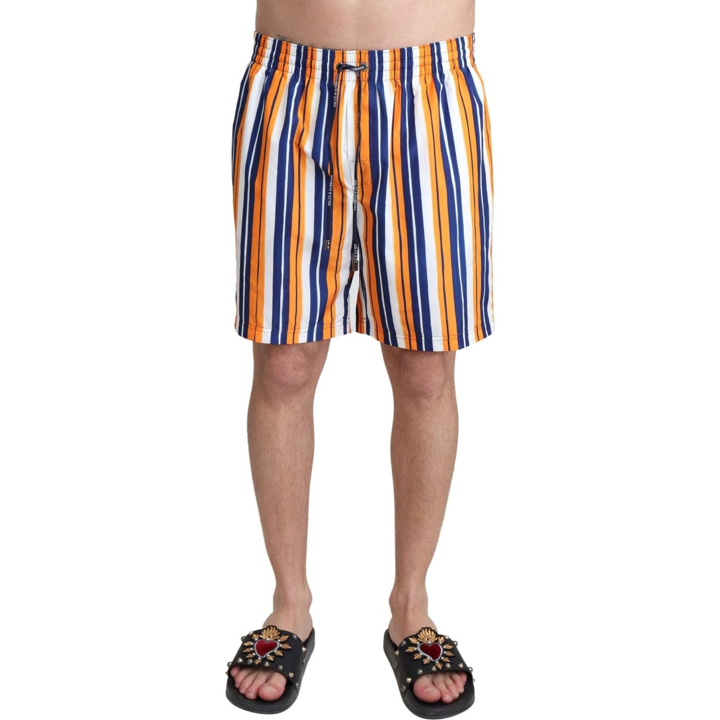 Dolce & Gabbana Multicolor Striped Swim Shorts Trunks Dolce & Gabbana Rosy Brown