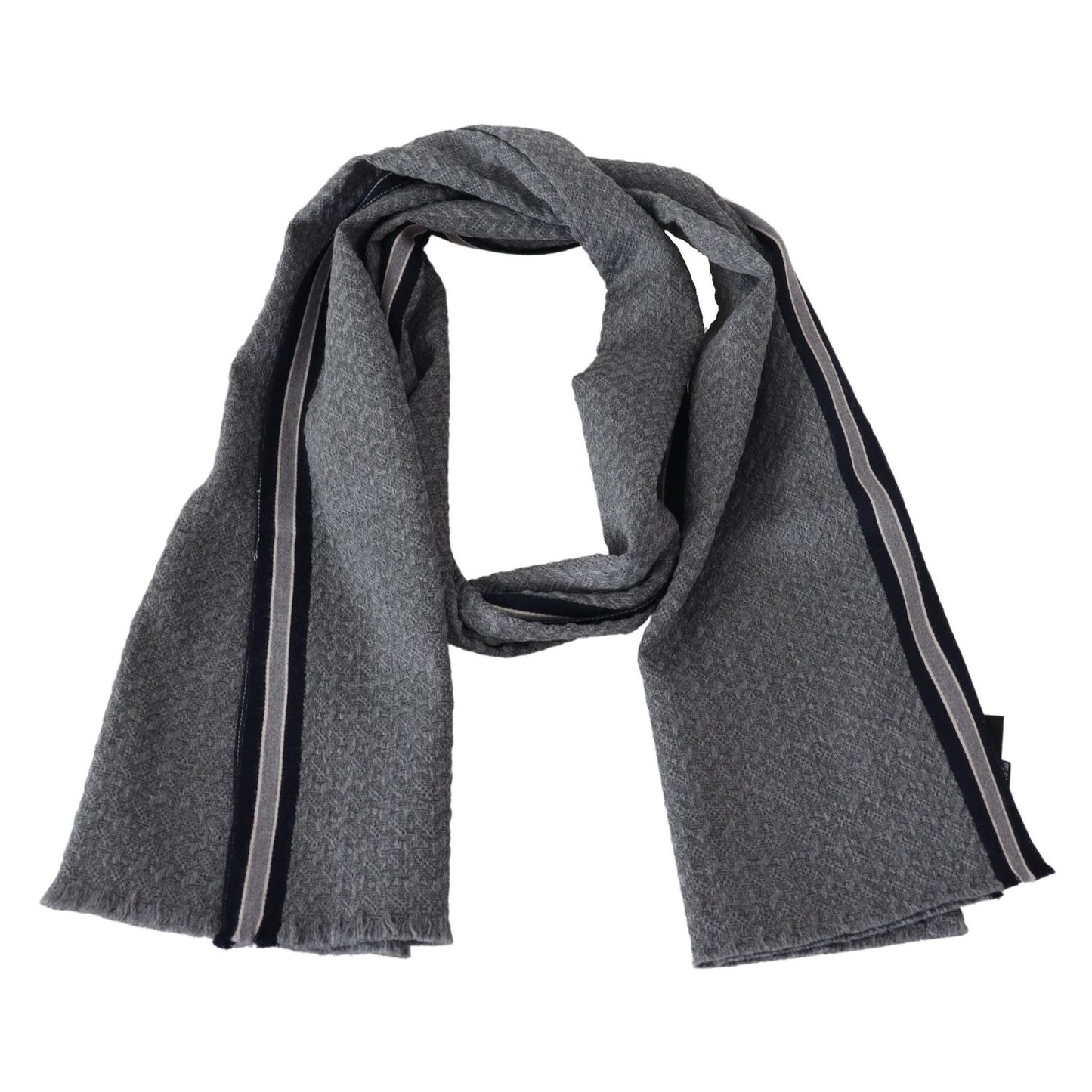Missoni Gray Stripes Pattern 100% Wool Unisex Neck Wrap Scarf