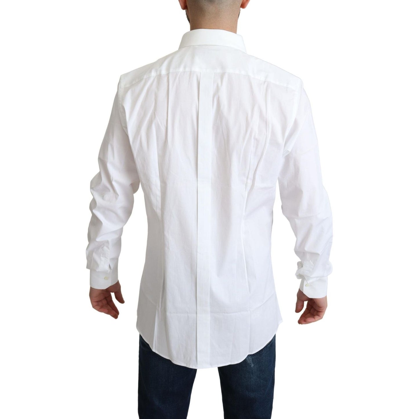 Dolce & Gabbana Elegant White Cotton Stretch Dress Shirt Dolce & Gabbana Light Gray