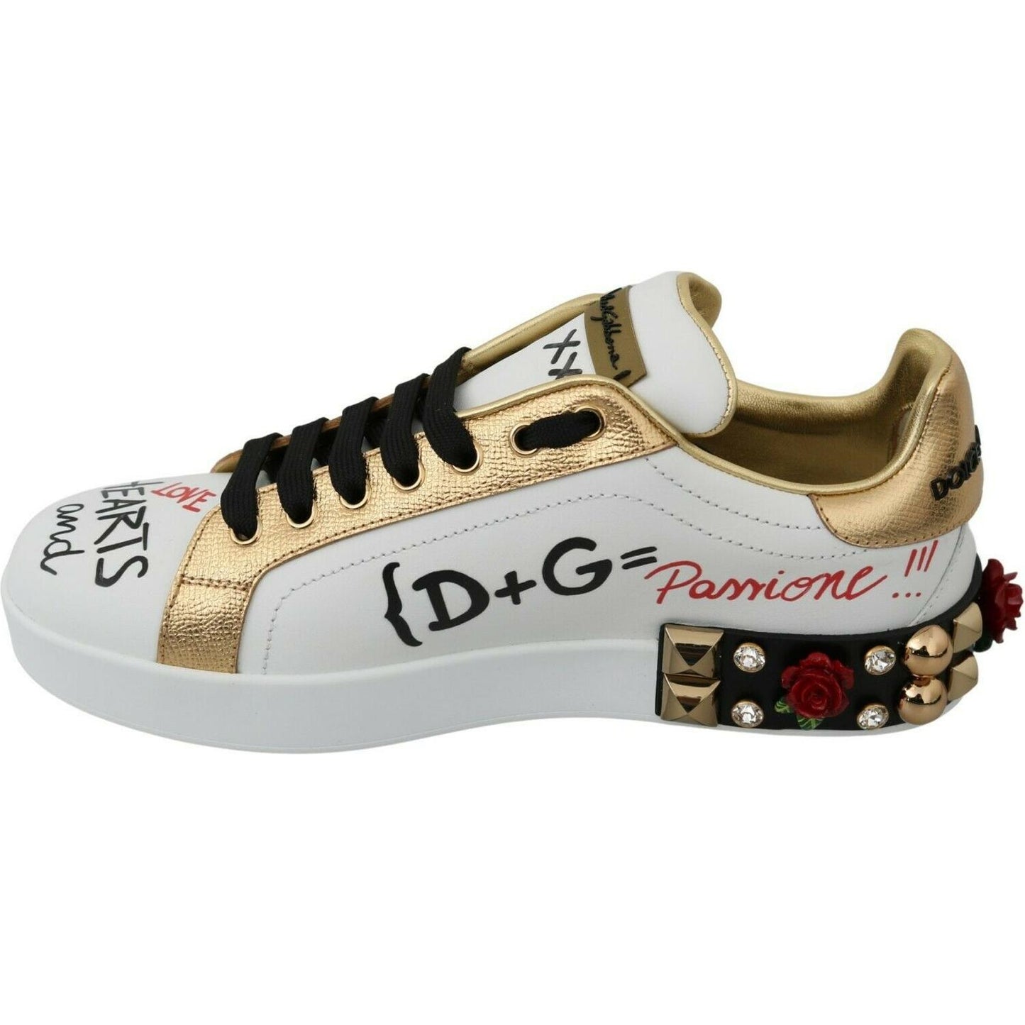 Dolce & Gabbana Elegant Sequined Floral Leather Sneakers Dolce & Gabbana Gray