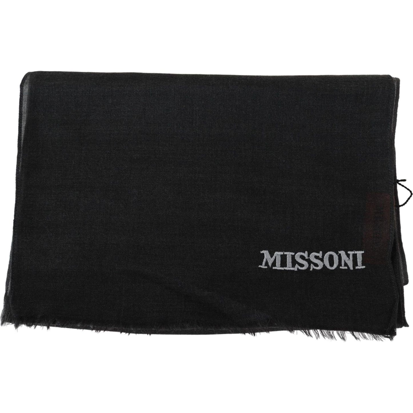 Missoni Elegant Black Wool Scarf with Fringes Missoni Black