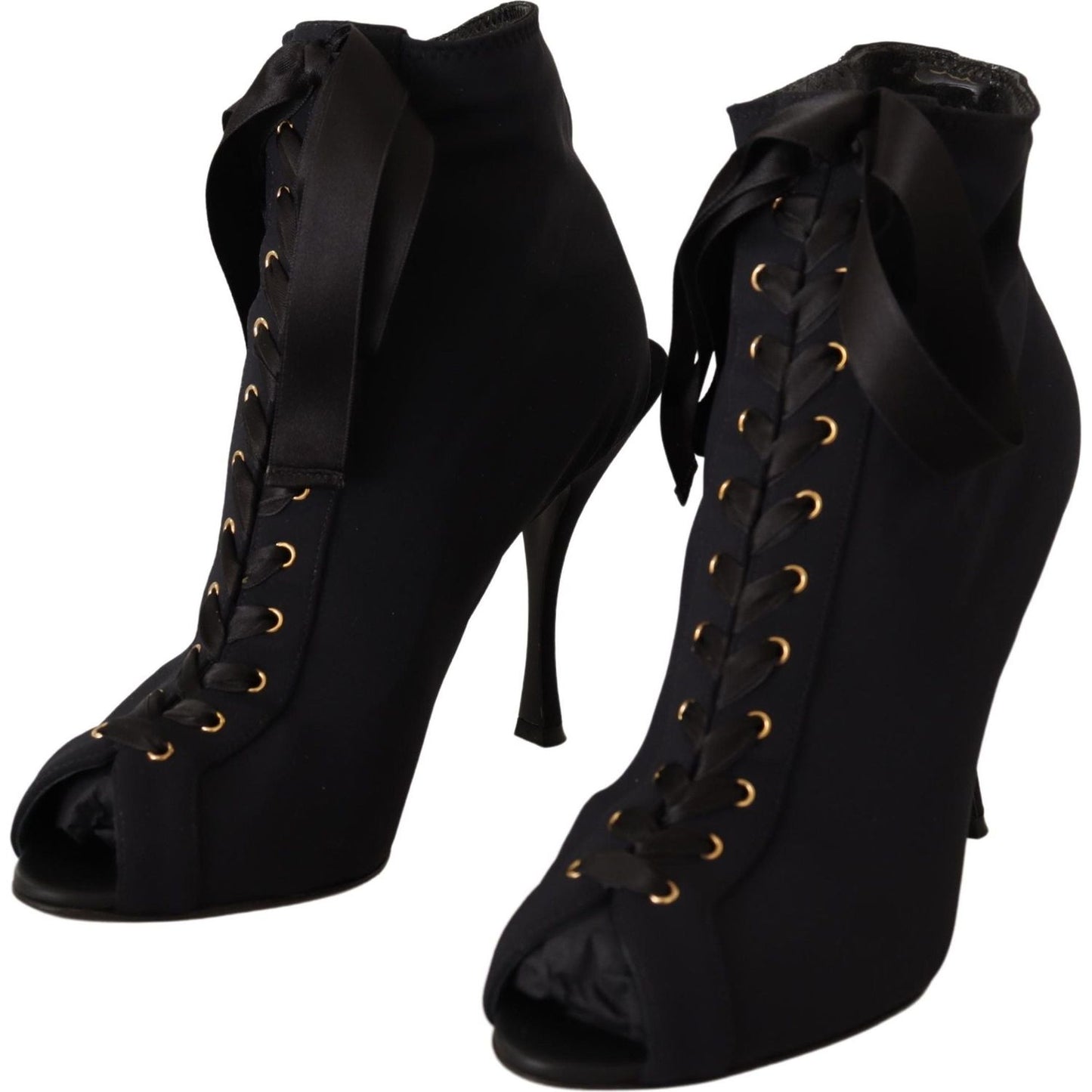 Dolce & Gabbana Elegant Ankle Open Toe Heel Boots Dolce & Gabbana Black