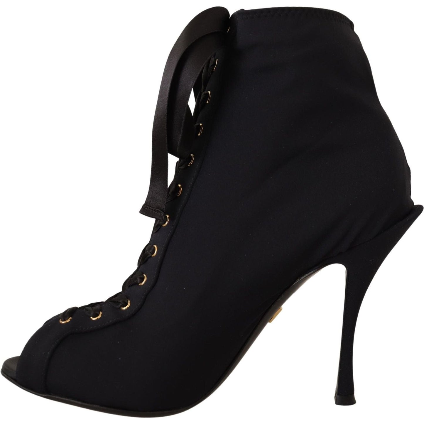 Dolce & Gabbana Elegant Ankle Open Toe Heel Boots Dolce & Gabbana Black