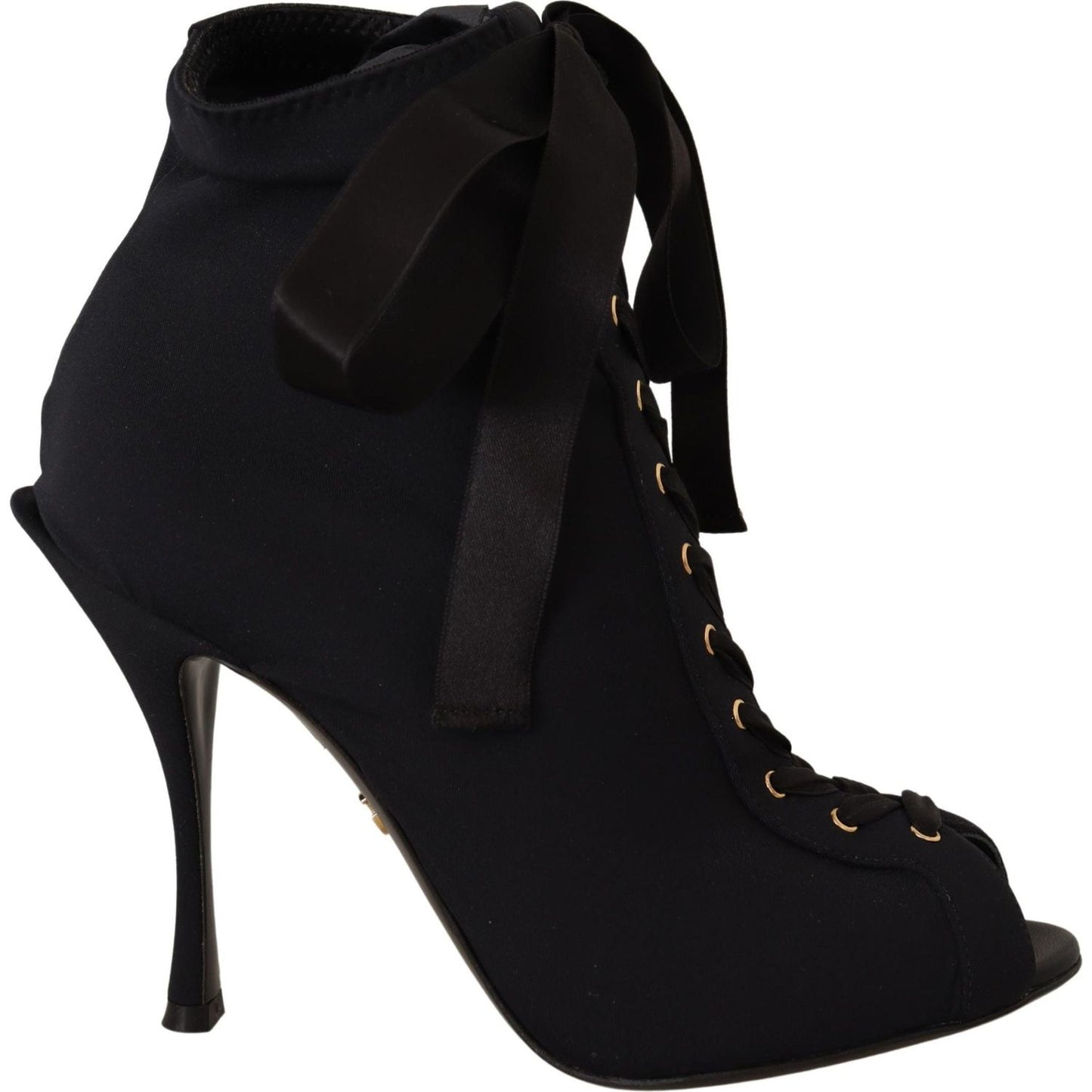 Dolce & Gabbana Elegant Ankle Open Toe Heel Boots Dolce & Gabbana Black