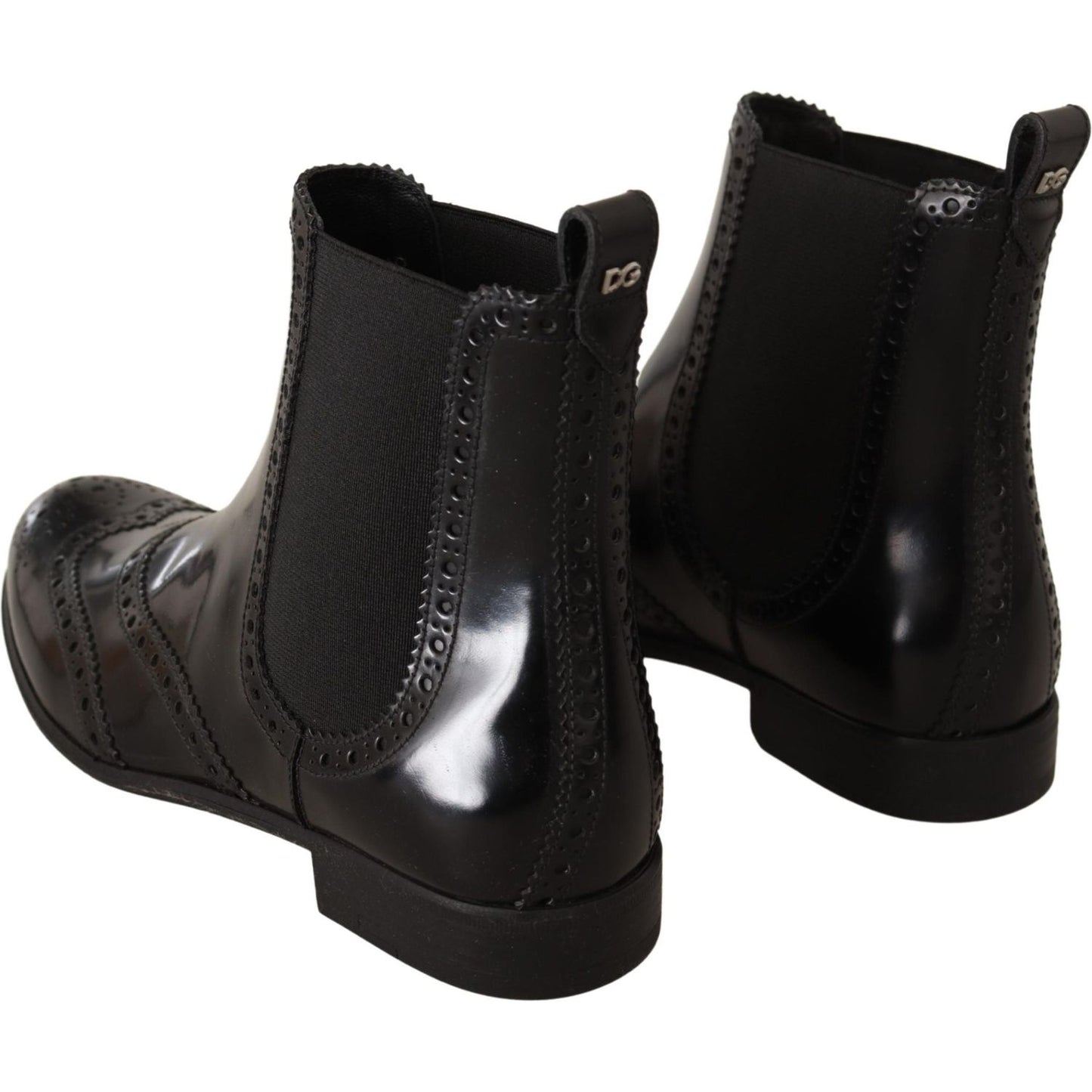 Dolce & Gabbana Elegant Black Ankle Wingtip Oxford Boots Dolce & Gabbana Black