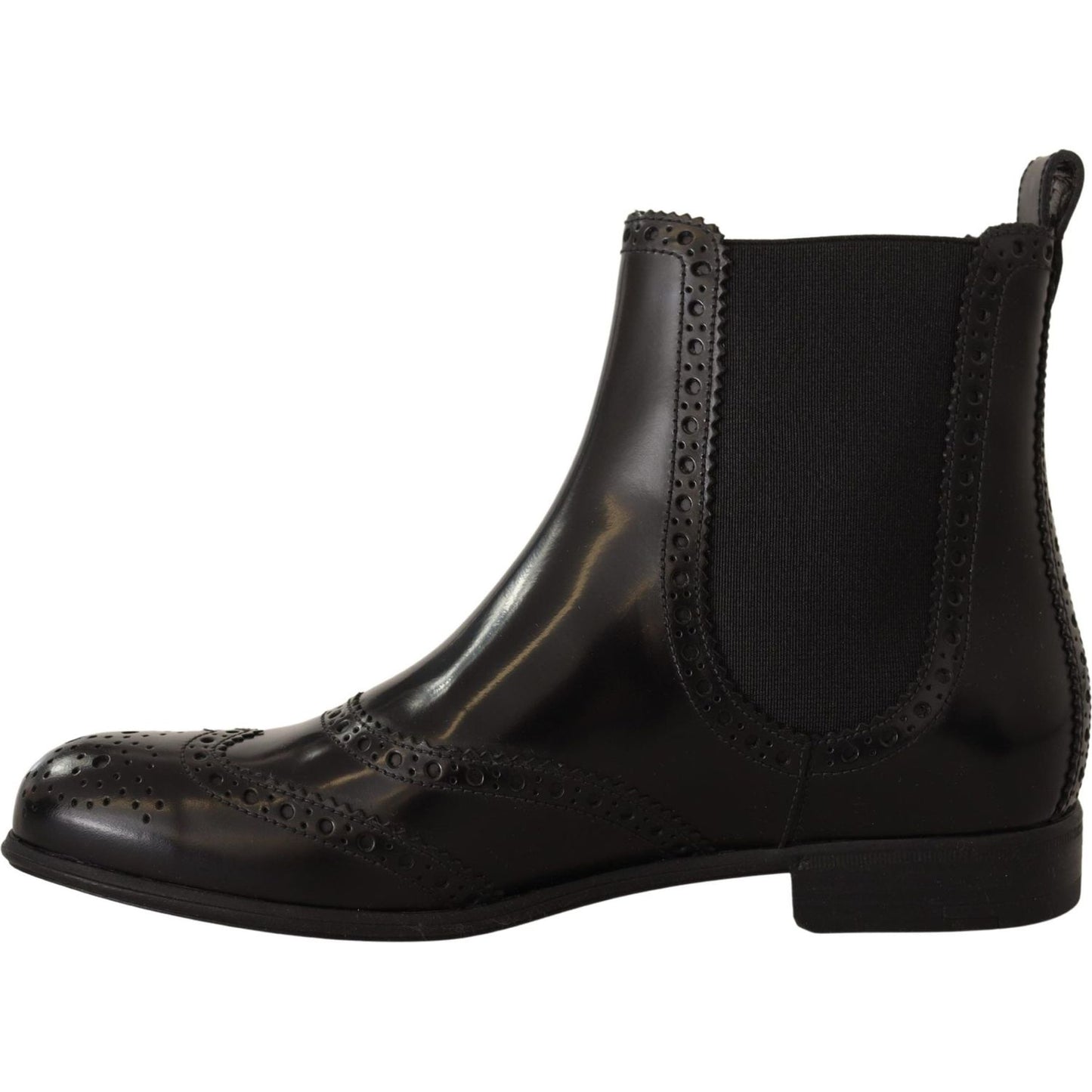 Dolce & Gabbana Elegant Black Ankle Wingtip Oxford Boots Dolce & Gabbana Black