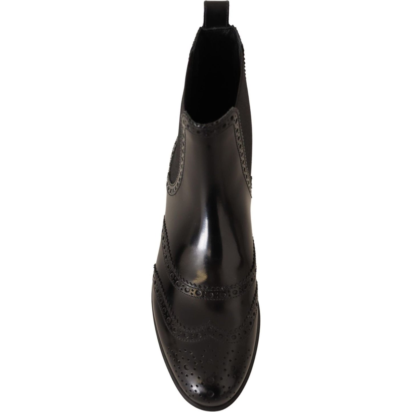 Dolce & Gabbana Elegant Black Ankle Wingtip Oxford Boots Dolce & Gabbana Black