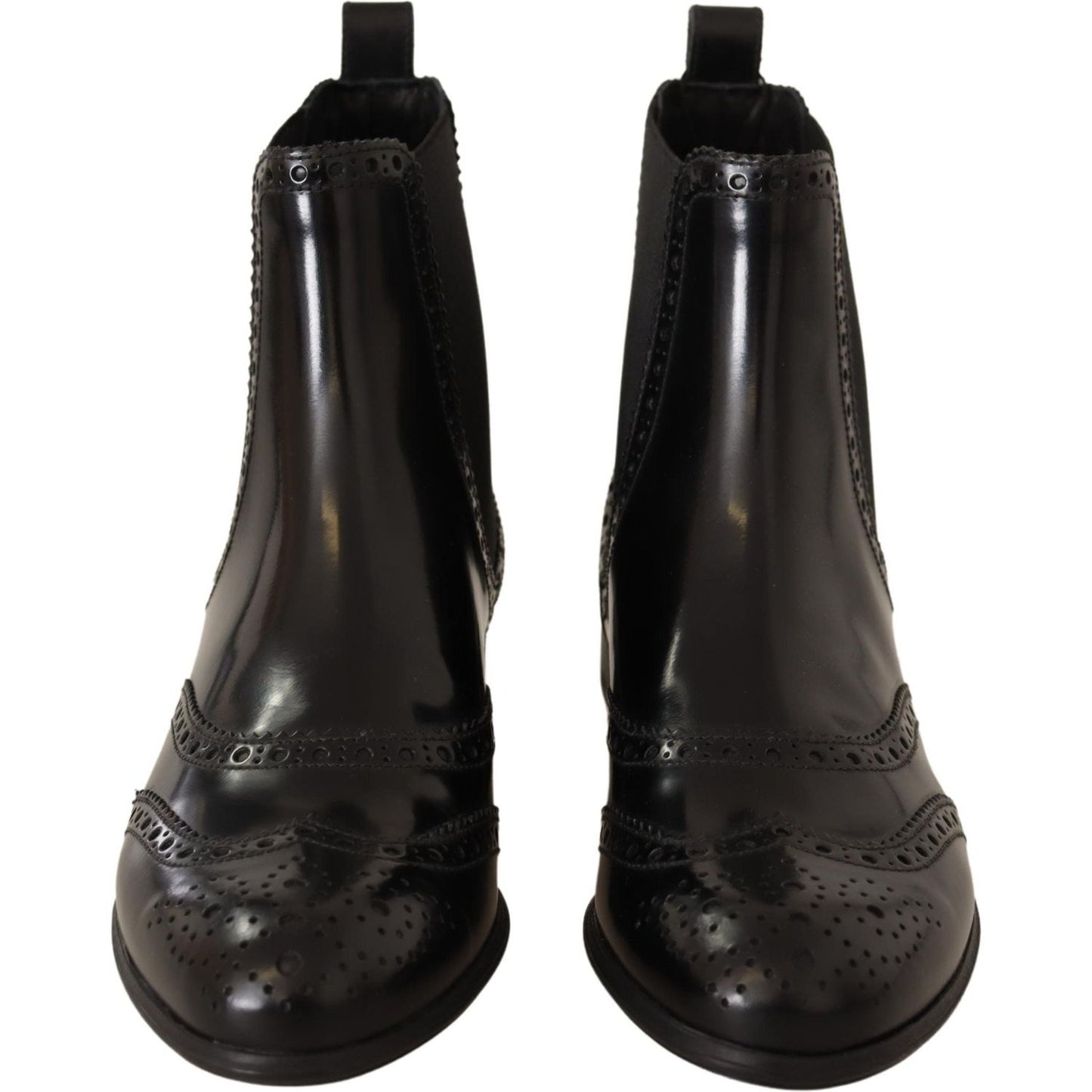 Dolce & Gabbana Elegant Black Ankle Wingtip Oxford Boots Dolce & Gabbana Black