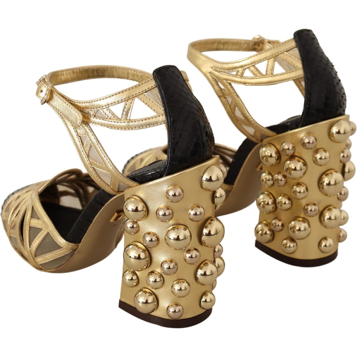 Dolce & Gabbana Elegant Crystal Studded Leather Pumps Dolce & Gabbana Dark Khaki