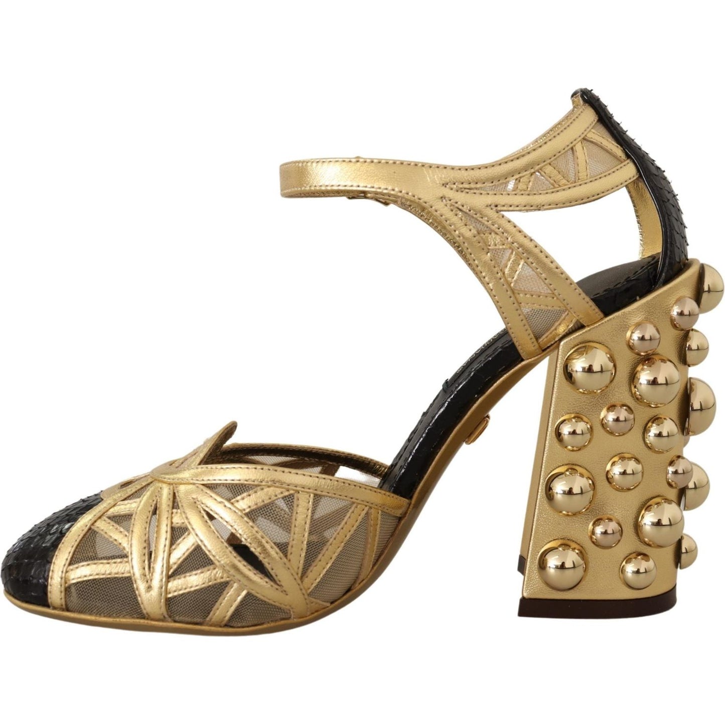 Dolce & Gabbana Elegant Crystal Studded Leather Pumps Dolce & Gabbana Dark Khaki