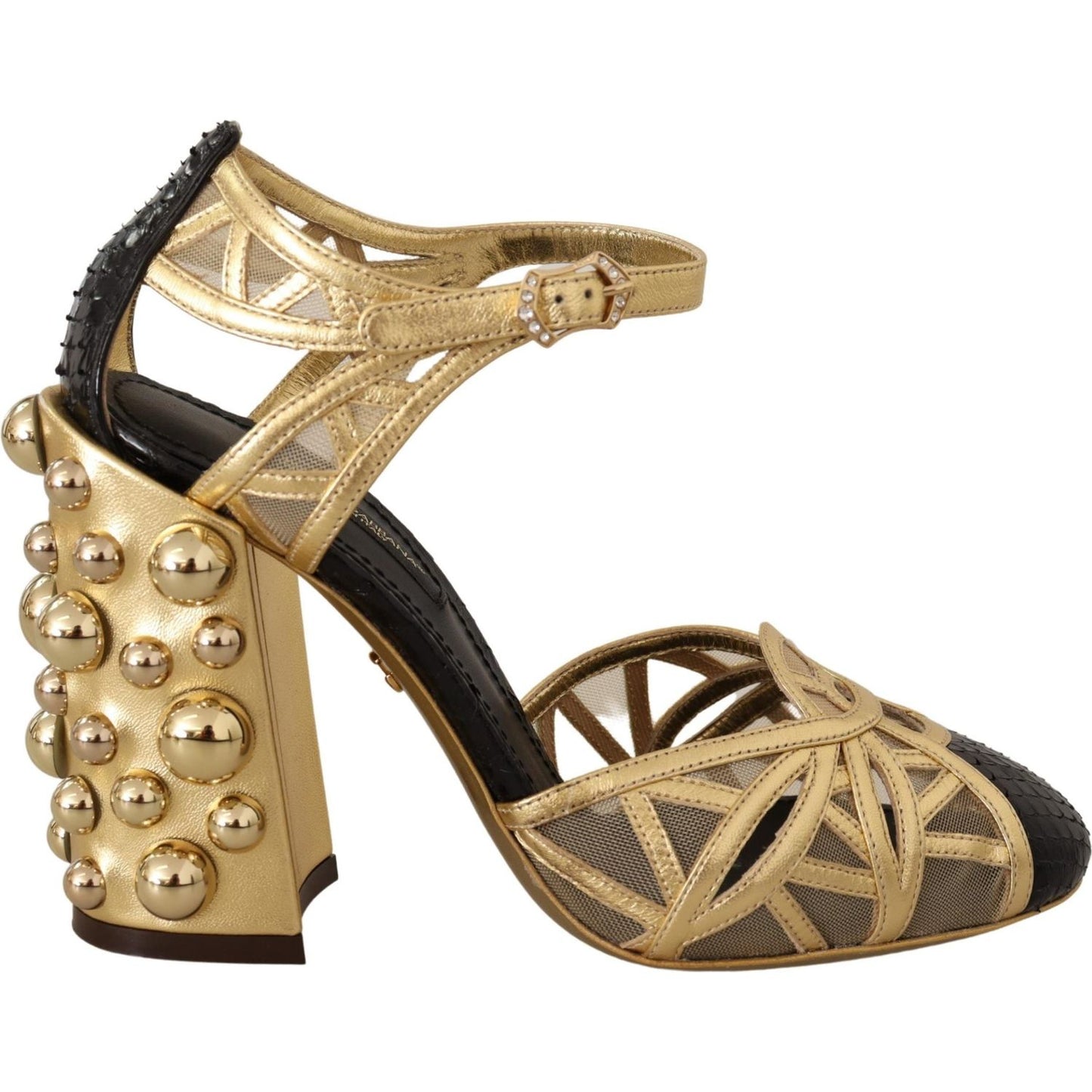 Dolce & Gabbana Elegant Crystal Studded Leather Pumps Dolce & Gabbana Dark Khaki