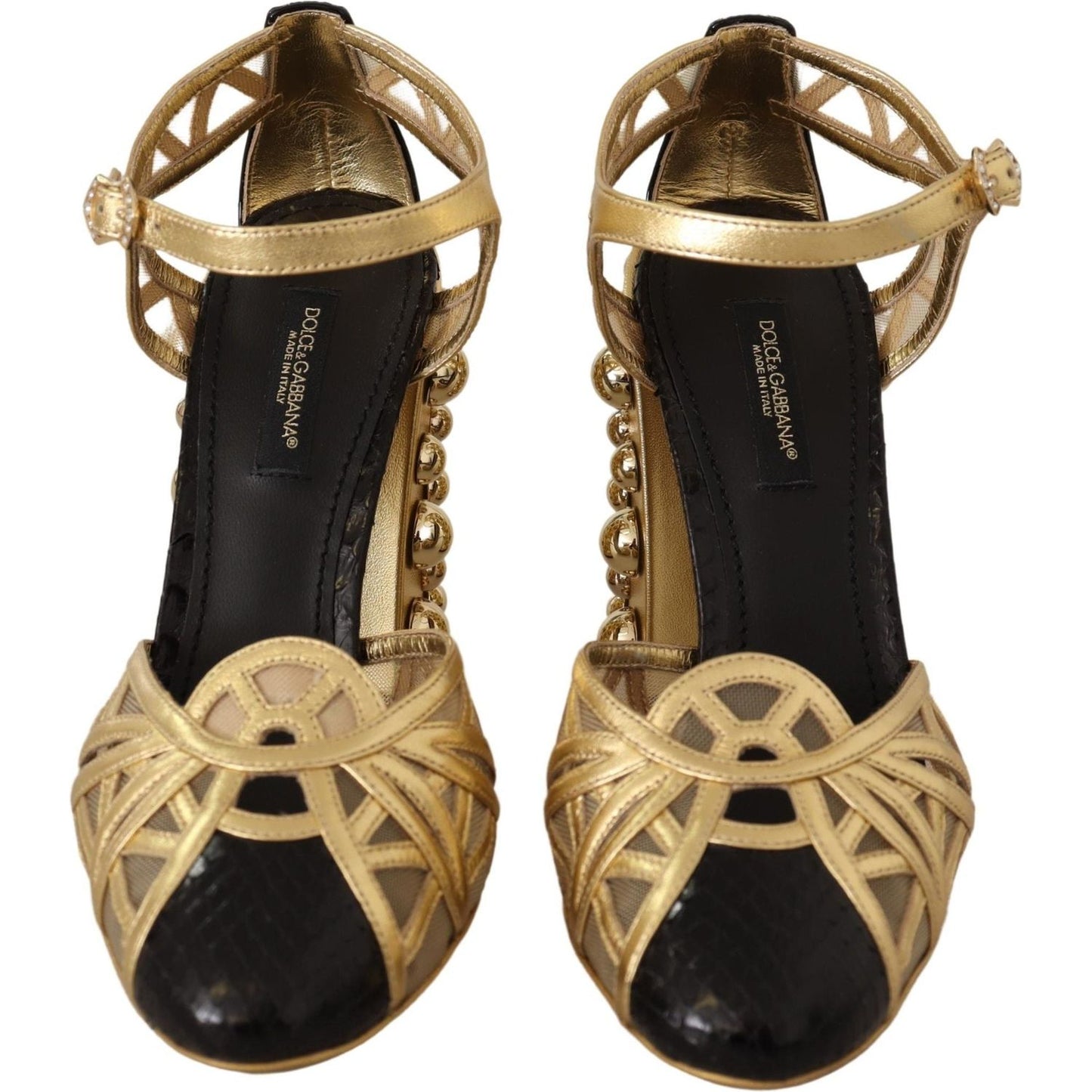 Dolce & Gabbana Elegant Crystal Studded Leather Pumps Dolce & Gabbana Black