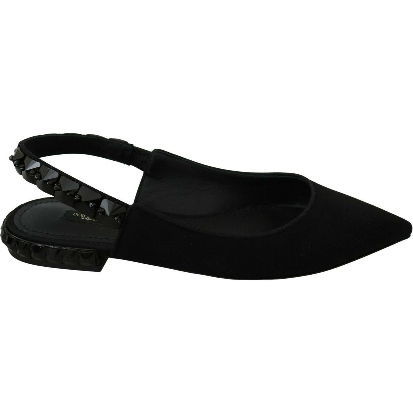 Dolce & Gabbana Elegant Silk Blend Slingback Flats with Crystals Dolce & Gabbana Black