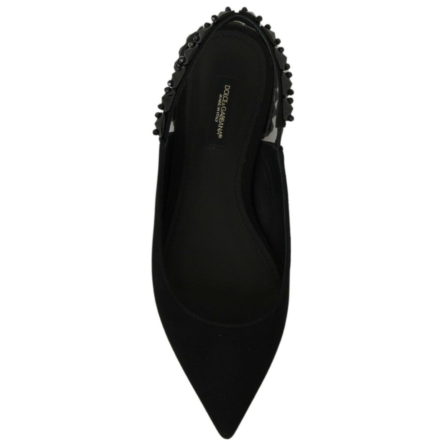Dolce & Gabbana Elegant Silk Blend Slingback Flats with Crystals Dolce & Gabbana Black