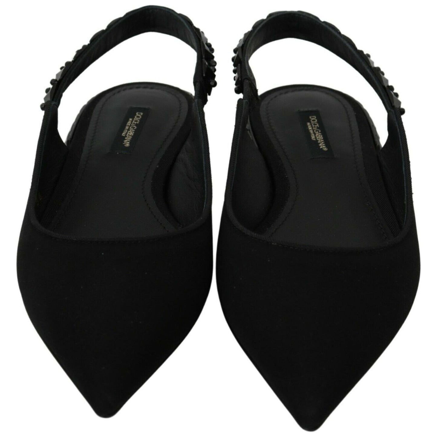Dolce & Gabbana Elegant Silk Blend Slingback Flats with Crystals Dolce & Gabbana Black
