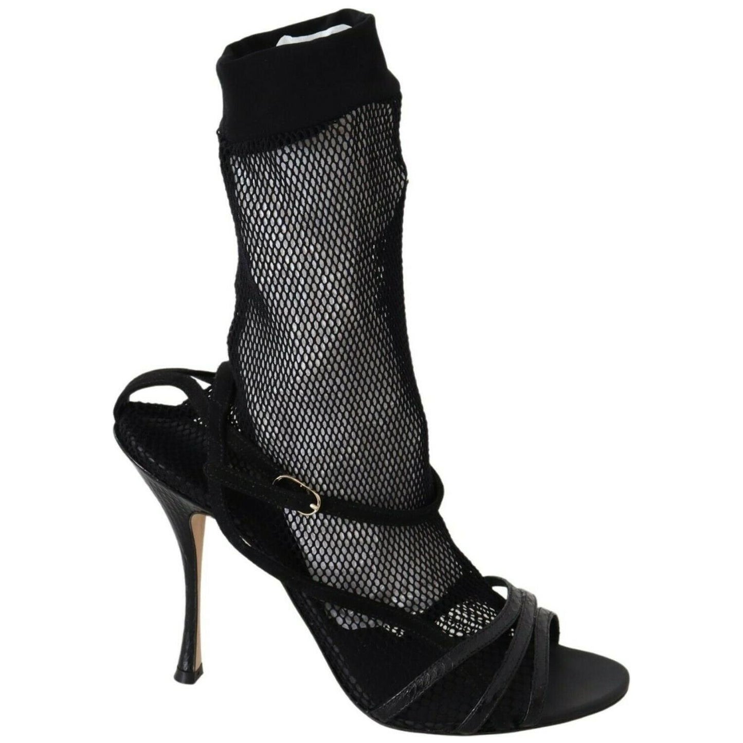 Dolce & Gabbana Chic Black Mesh Stiletto Sandals WOMAN SANDALS Dolce & Gabbana Black