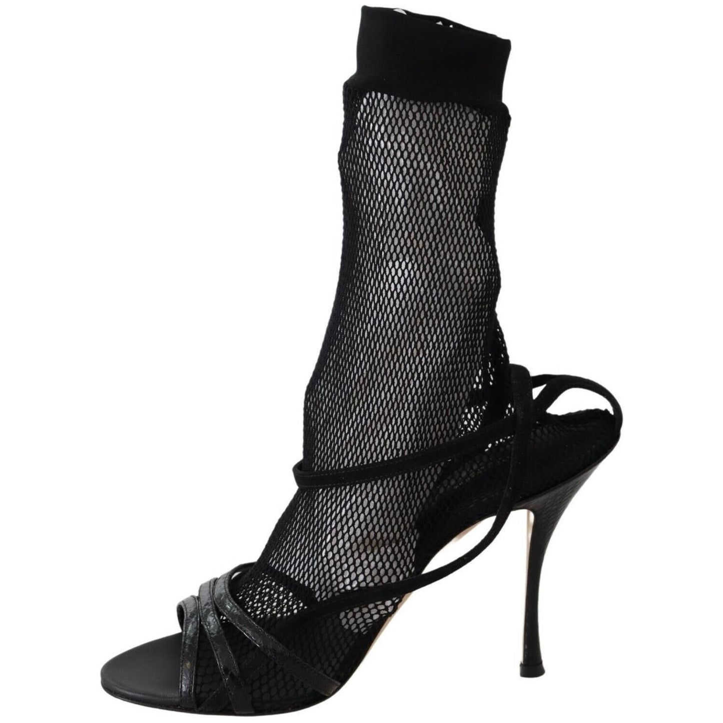 Dolce & Gabbana Chic Black Mesh Stiletto Sandals WOMAN SANDALS Dolce & Gabbana Black