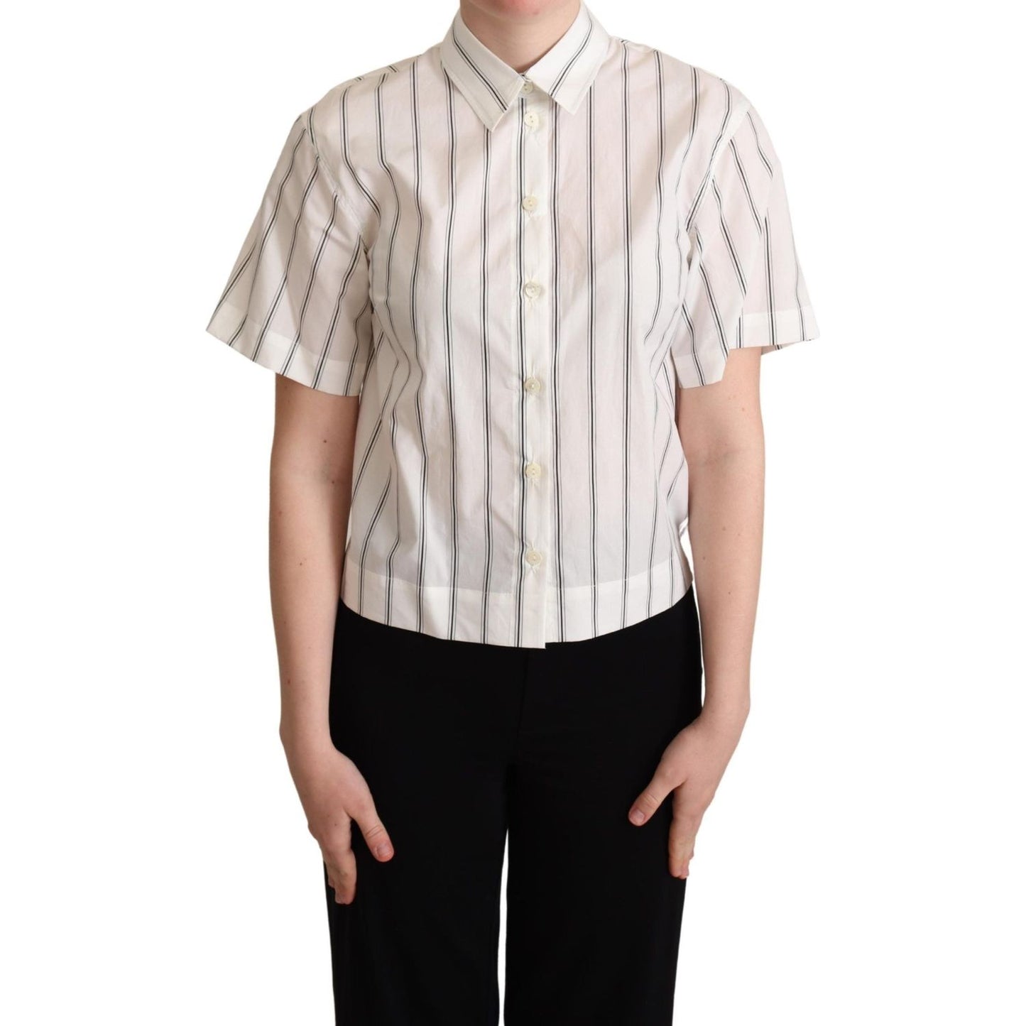 Dolce & Gabbana Elegant Striped Cotton Polo Top Dolce & Gabbana Black