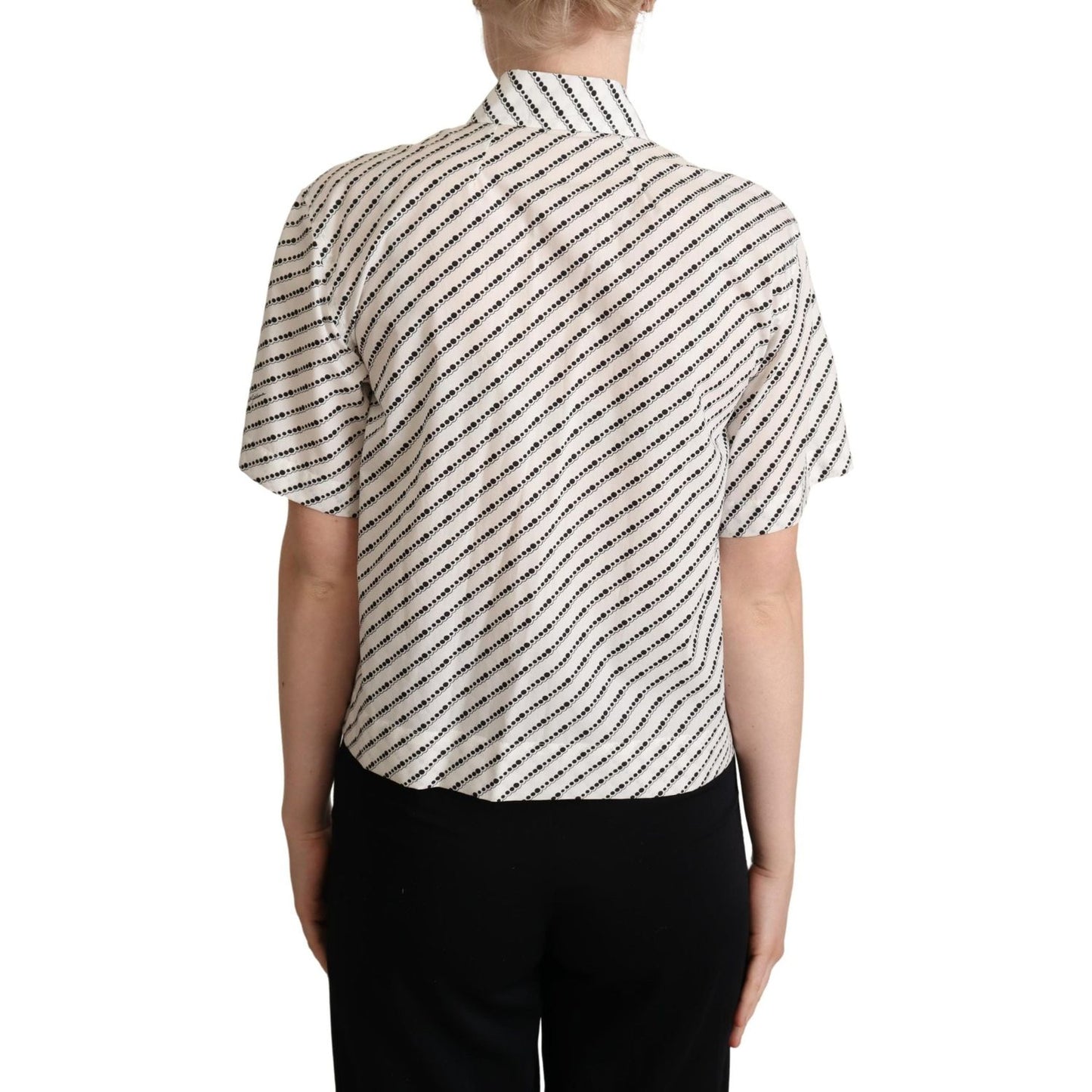 Dolce & Gabbana Elegant Dotted Cotton Polo Top Dolce & Gabbana Light Gray