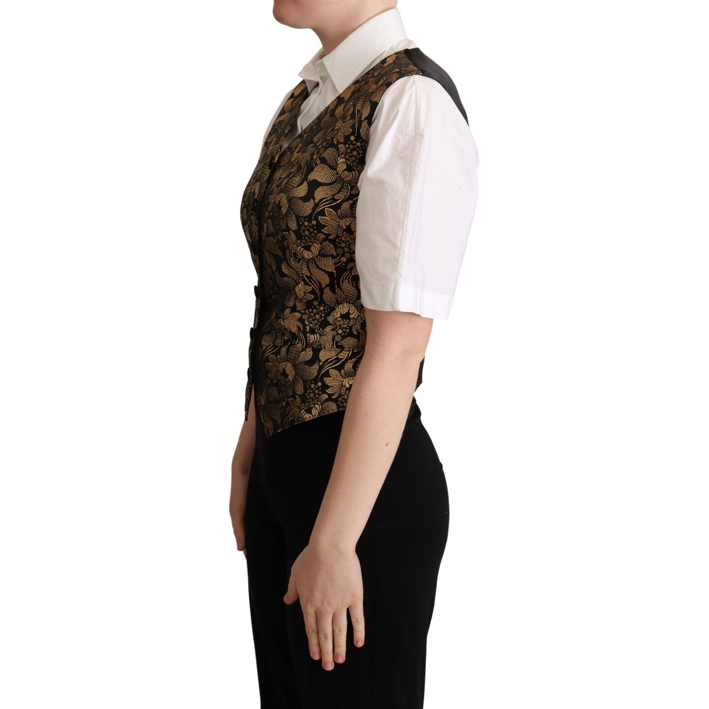 Dolce & Gabbana Elegant Black Jacquard Waistcoat Dolce & Gabbana Black