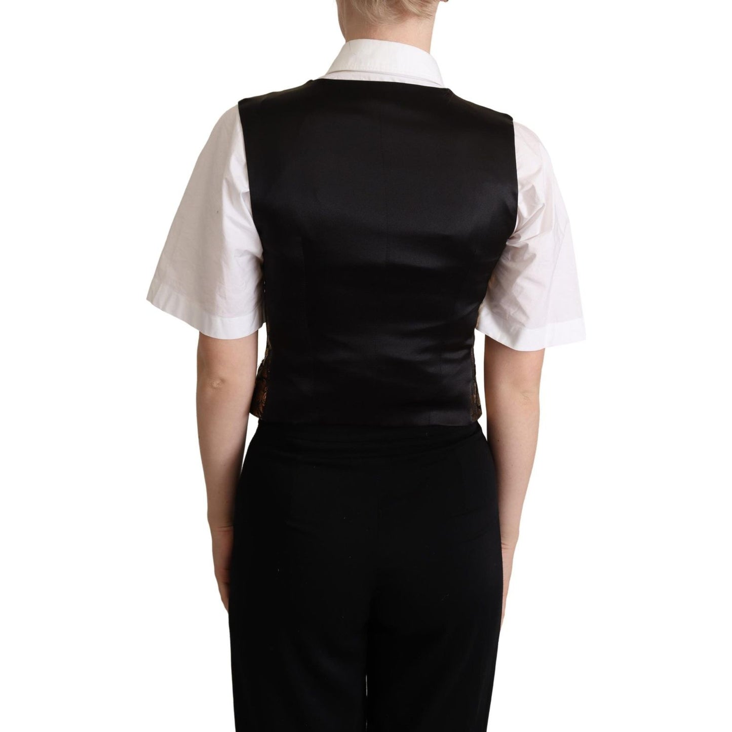 Dolce & Gabbana Elegant Black Jacquard Waistcoat Dolce & Gabbana Black