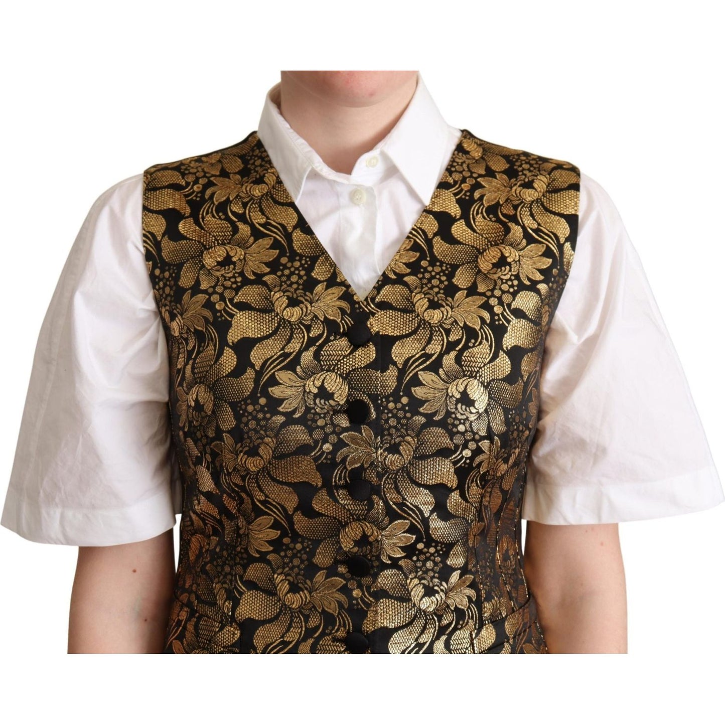 Dolce & Gabbana Elegant Black Jacquard Waistcoat Dolce & Gabbana Gray