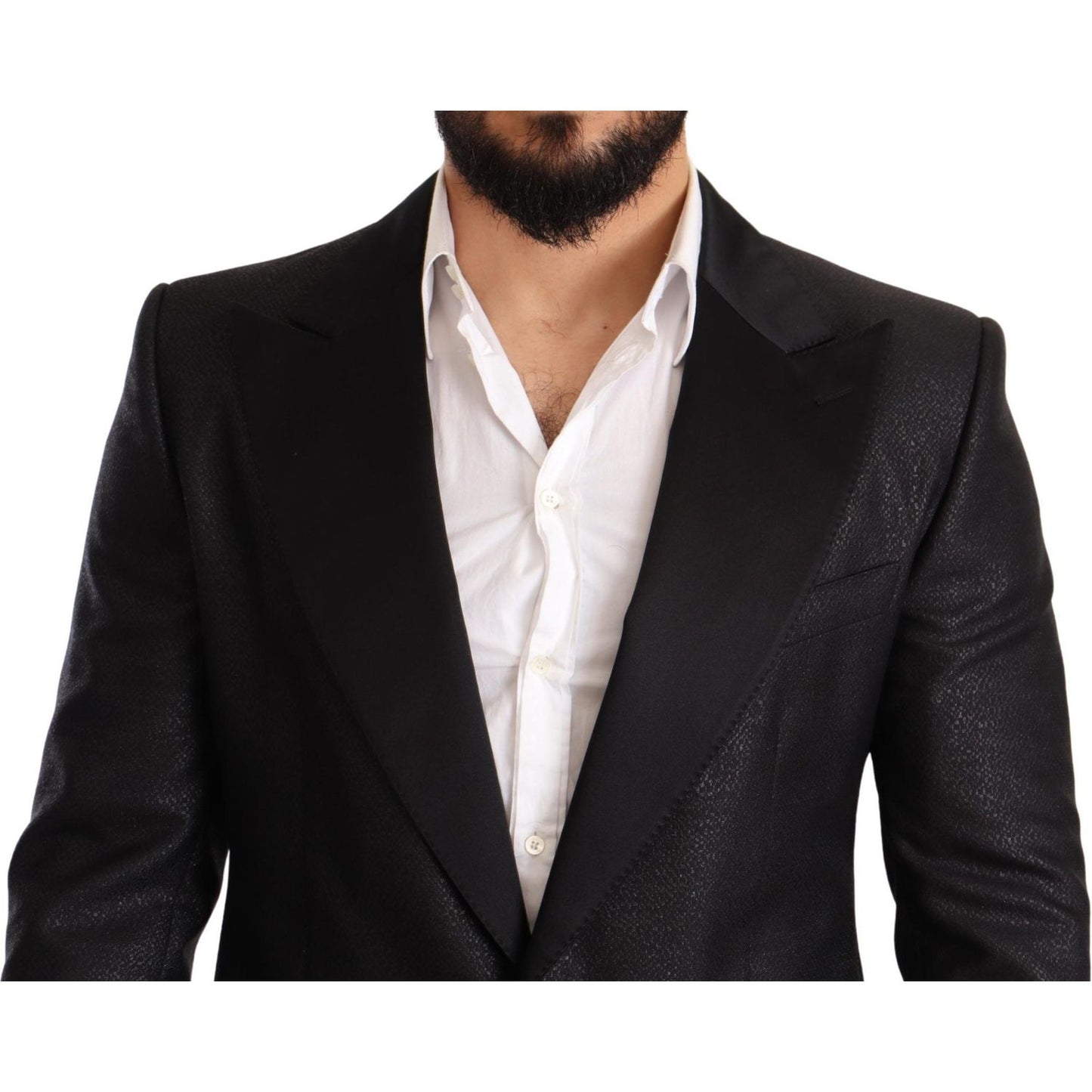Dolce & Gabbana Elegant Black Metallic Slim Fit Blazer Jacket Blazer Jacket Dolce & Gabbana Black