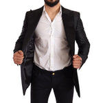 Dolce & Gabbana Black Metallic Slim Jacket Tuxedo Blazer JKT2827-50