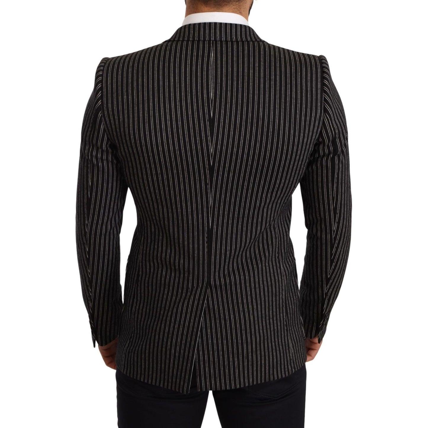 Dolce & Gabbana Elegant Black Striped Virgin Wool Blazer Dolce & Gabbana Black