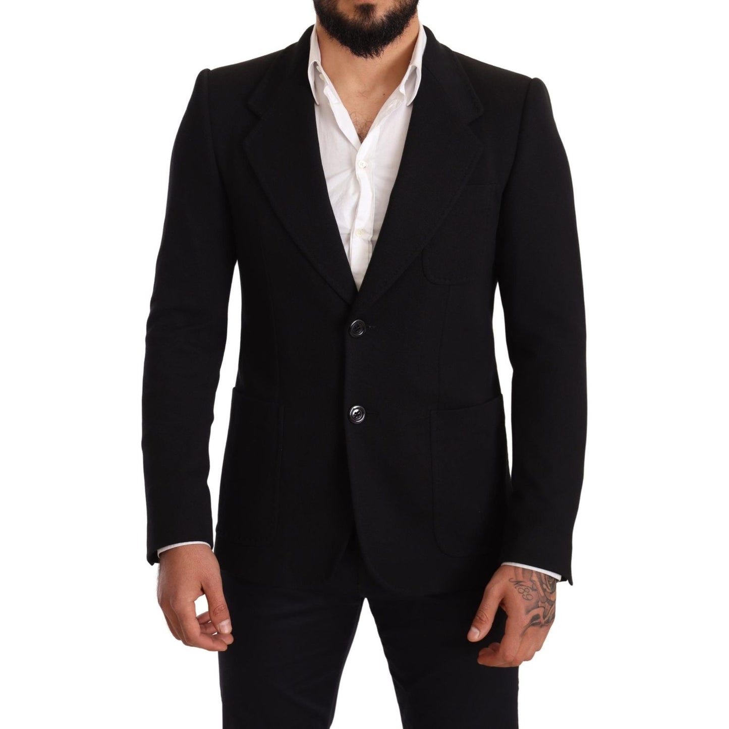 Dolce & Gabbana Elegant Slim Fit Black Cotton Blazer Dolce & Gabbana Black
