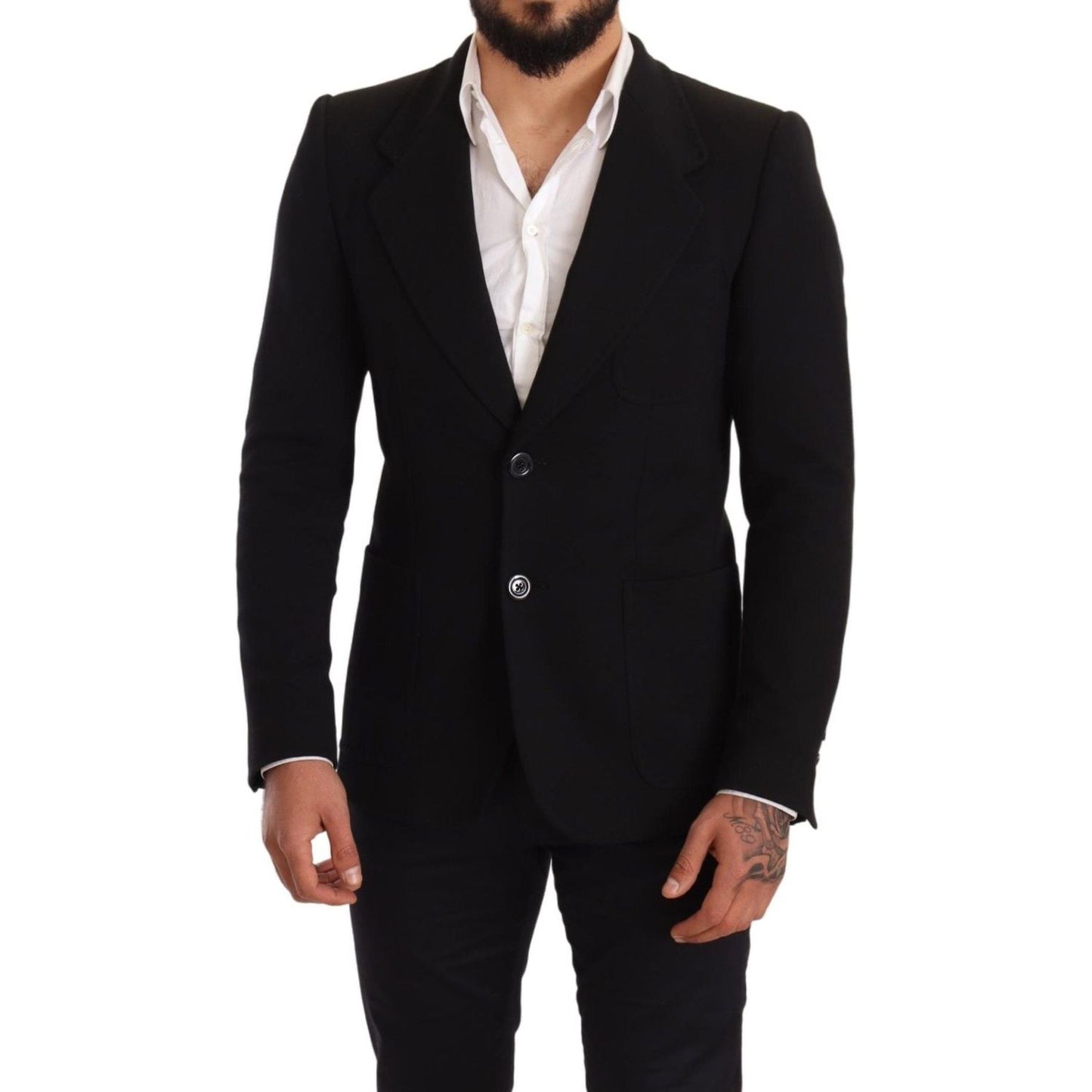 Dolce & Gabbana Elegant Slim Fit Black Cotton Blazer Dolce & Gabbana Black