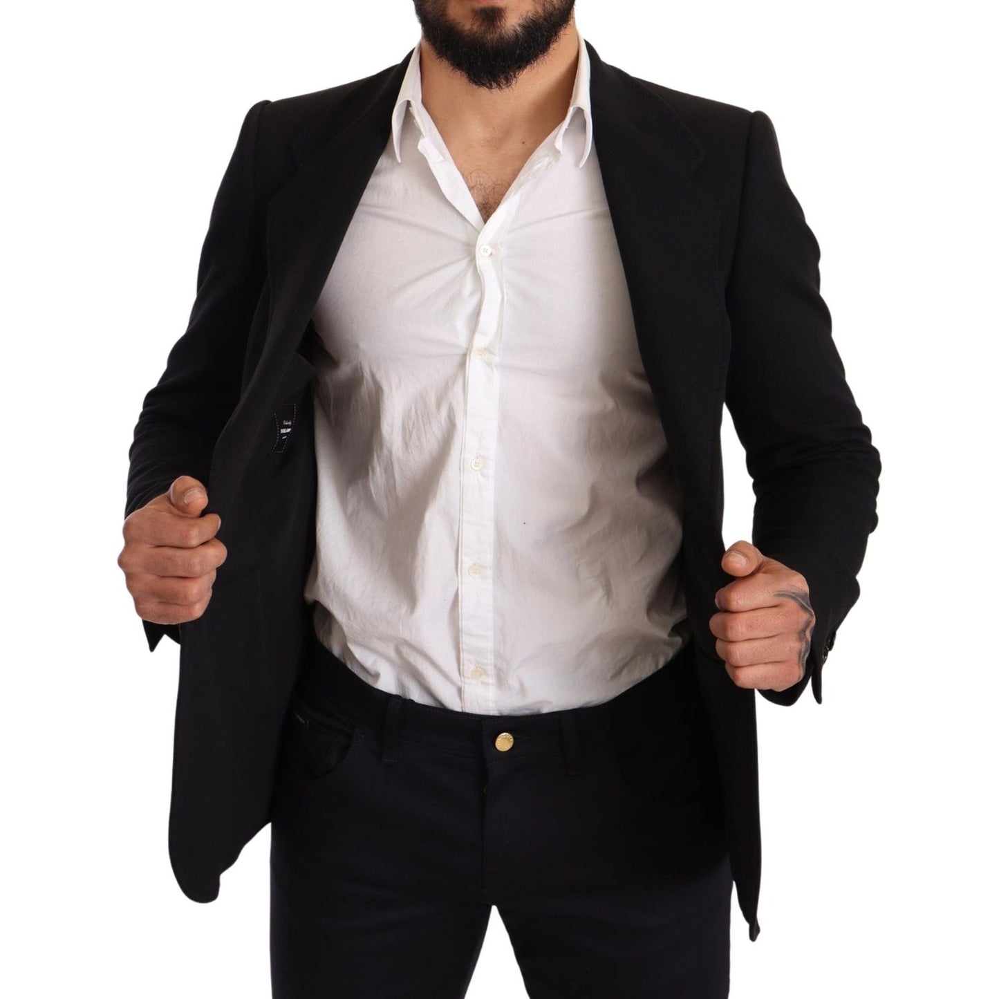 Dolce & Gabbana Elegant Slim Fit Black Cotton Blazer Dolce & Gabbana Black