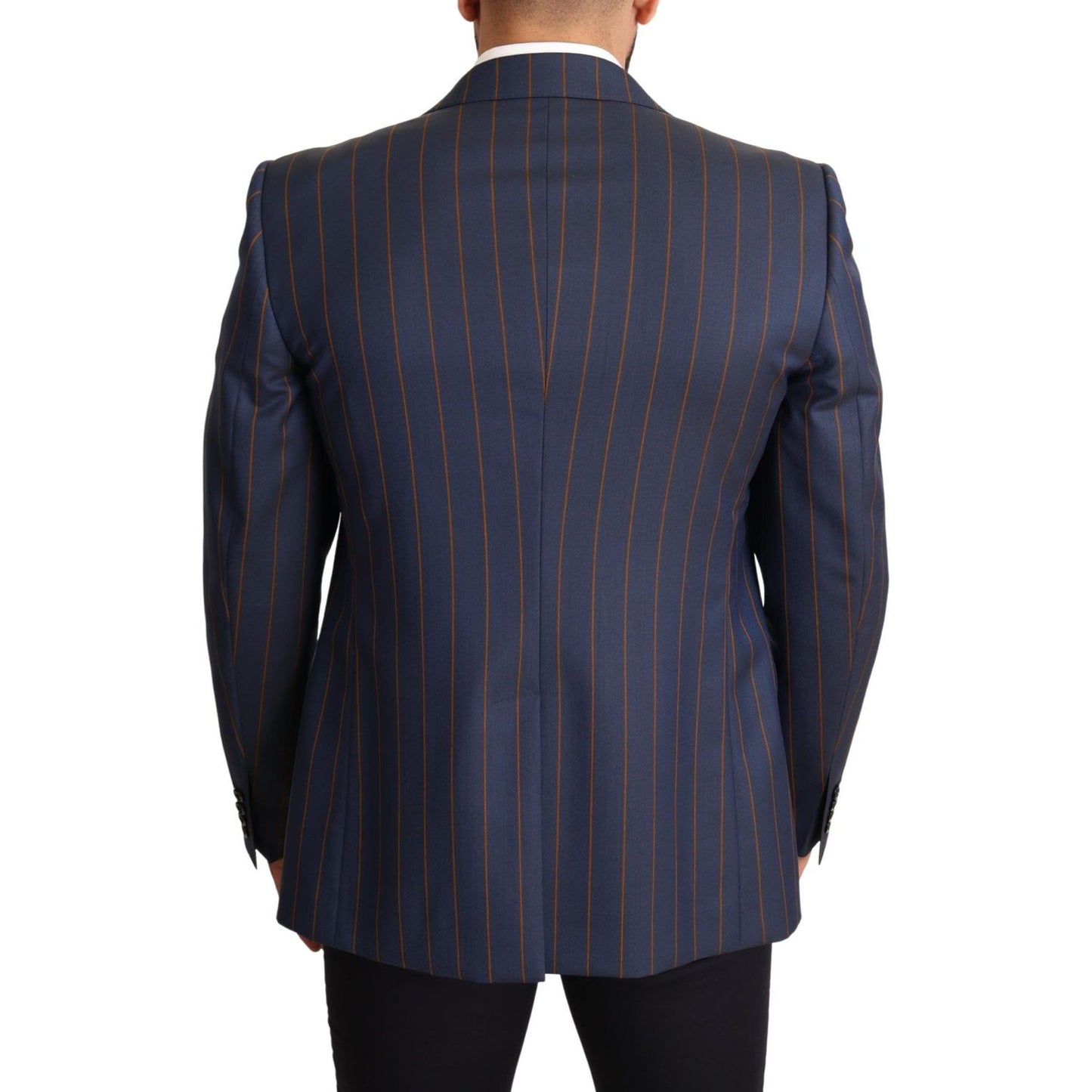 Dolce & Gabbana Elegant Slim Fit Blue Striped Wool Blazer Dolce & Gabbana Dark Slate Gray