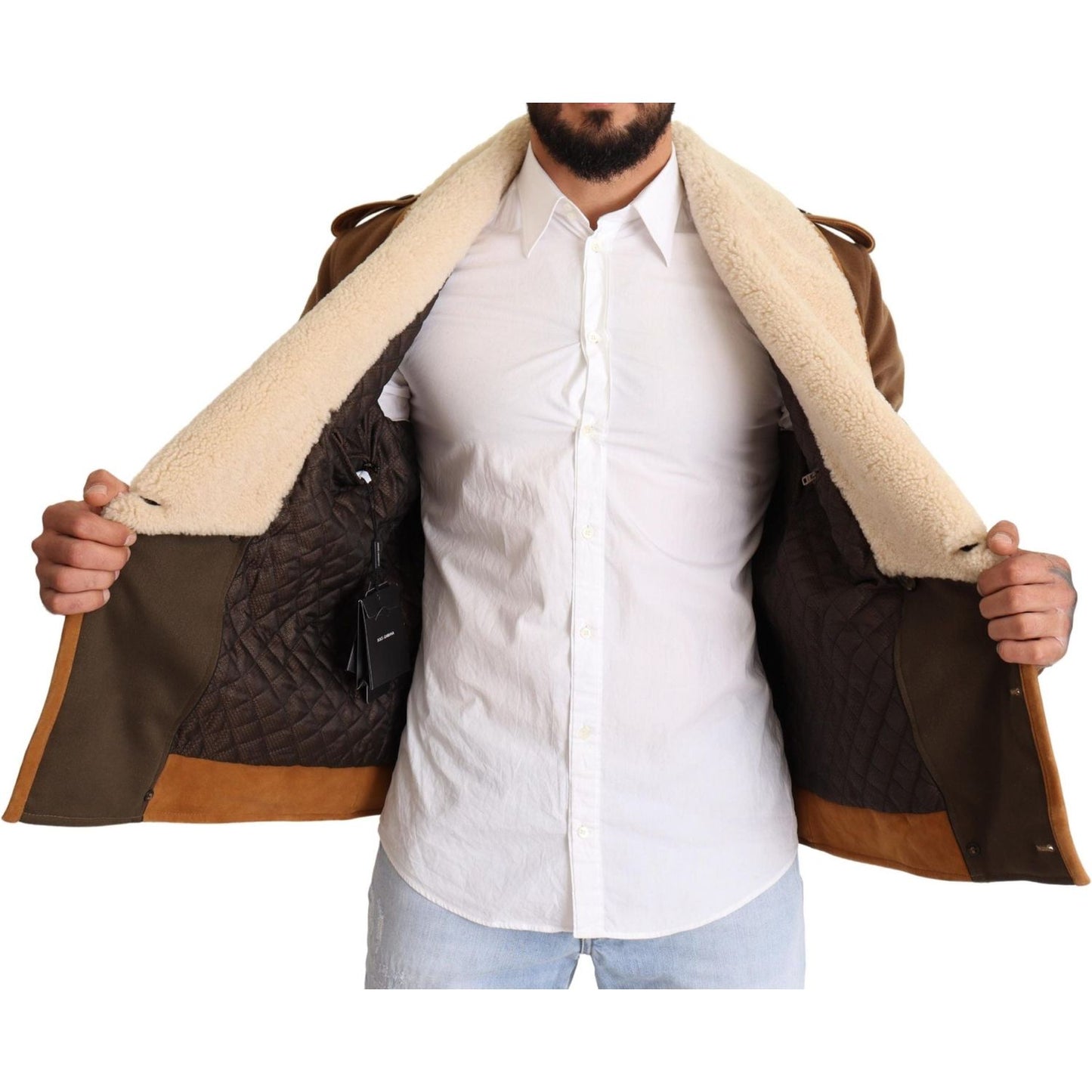 Dolce & Gabbana Elegant Double Breasted Shearling Jacket Dolce & Gabbana Black