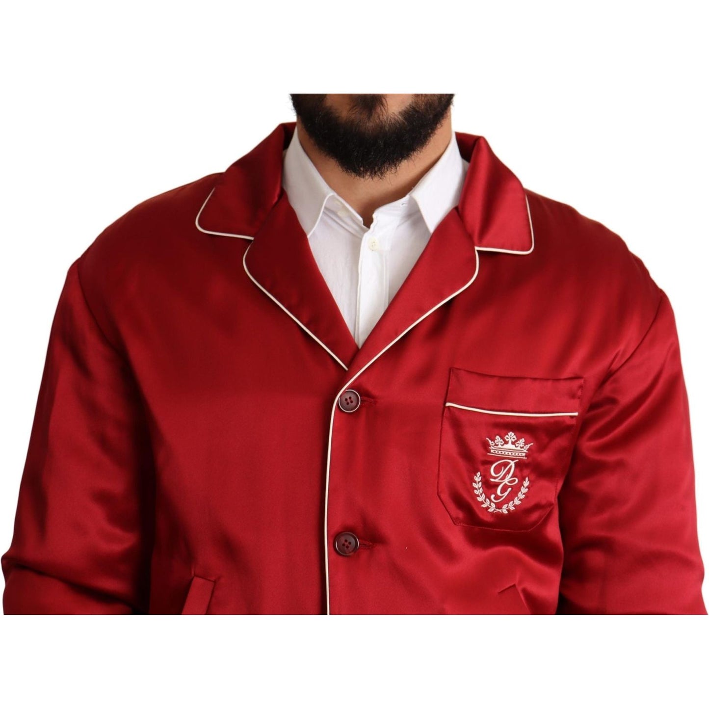 Dolce & Gabbana Sumptuous Silk Red Bomber Jacket Dolce & Gabbana Dark Red