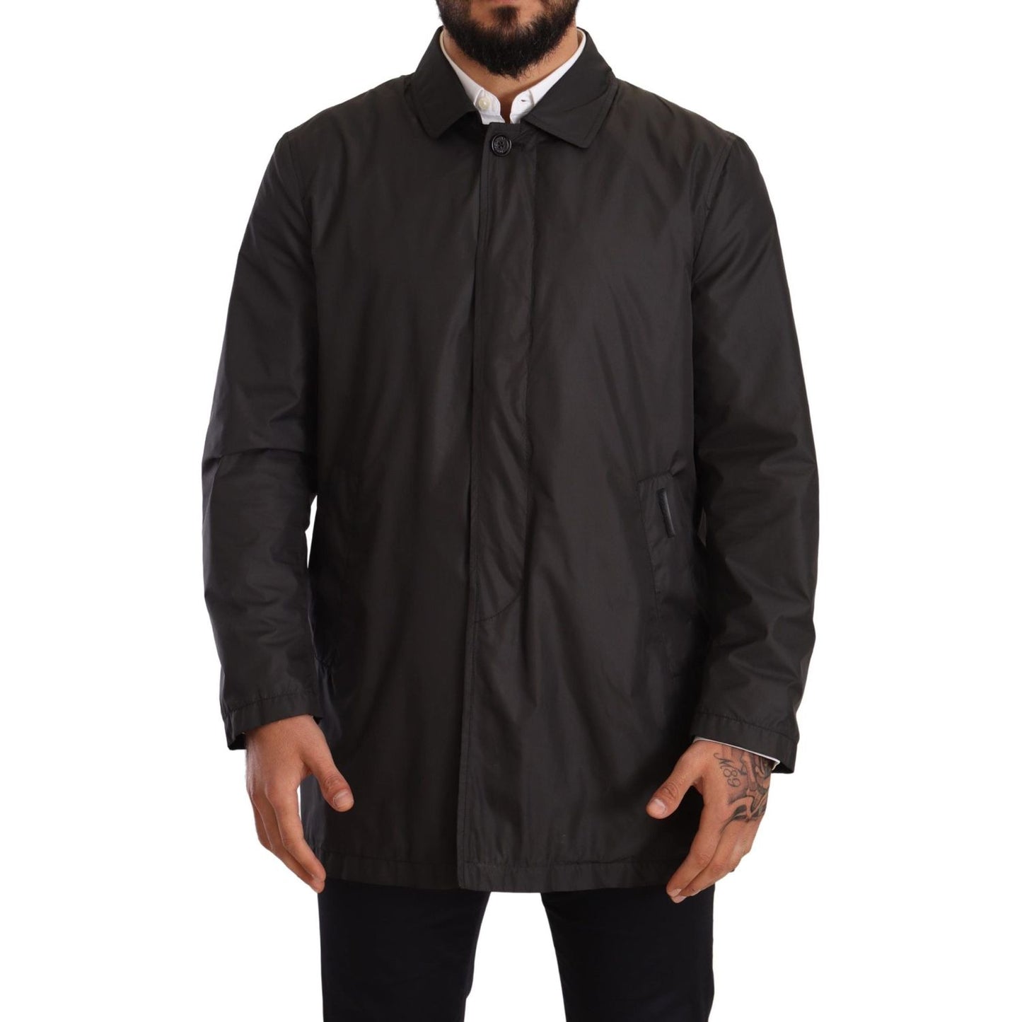 Dolce & Gabbana Elegant Black Trench Coat for Sophisticated Men Dolce & Gabbana Black