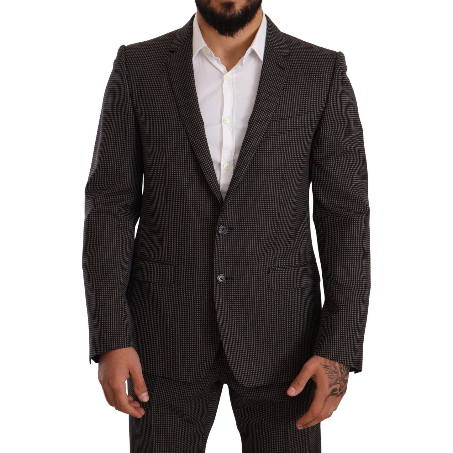 Dolce & Gabbana Elegant Gray Martini Woolen Suit Set Suit Dolce & Gabbana Black