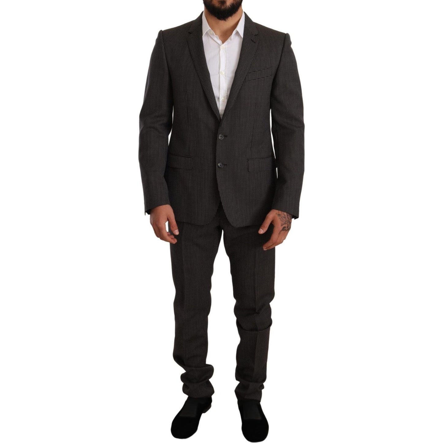 Dolce & Gabbana Elegant Gray Martini Woolen Suit Set Suit Dolce & Gabbana Black