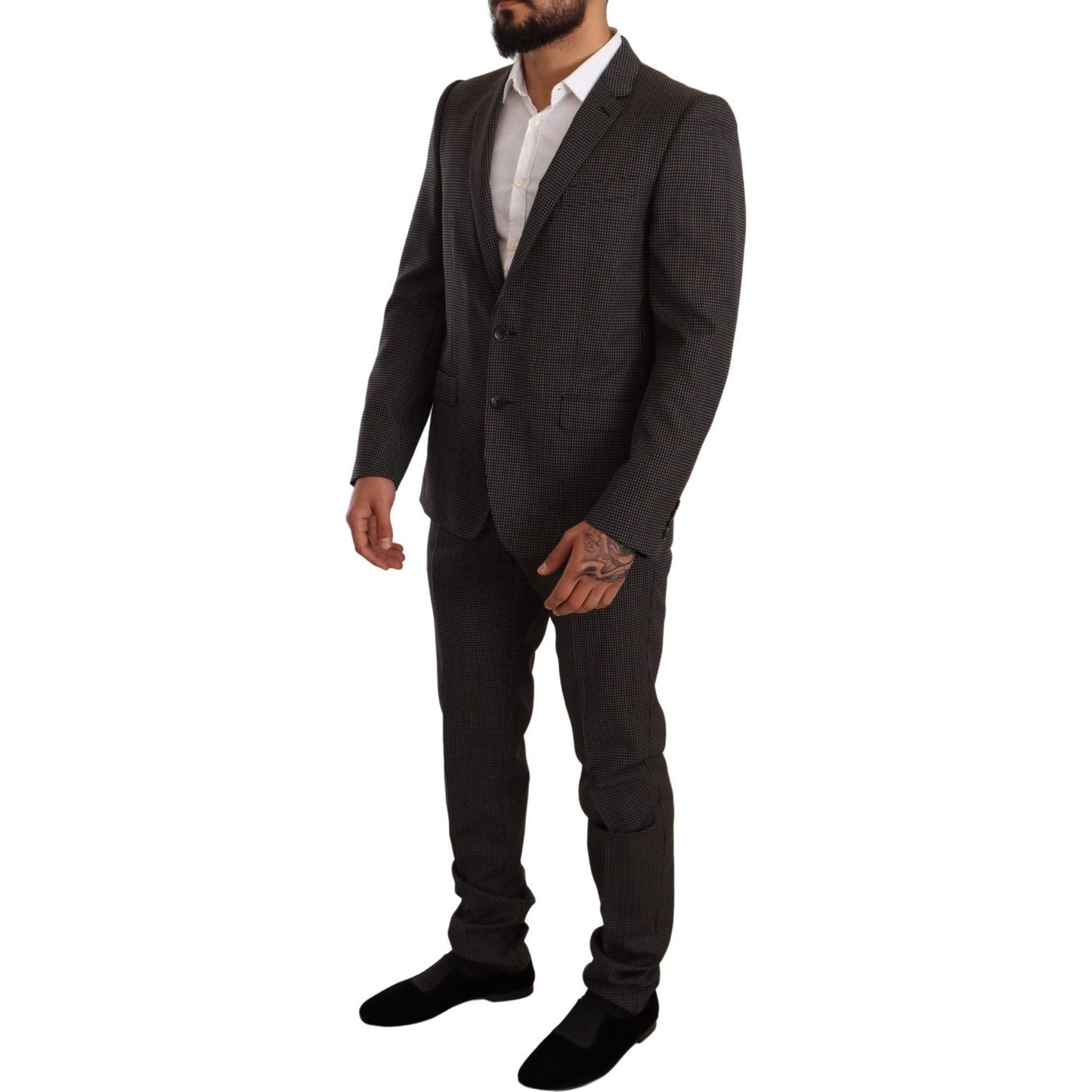Dolce & Gabbana Elegant Gray Martini Woolen Suit Set Suit Dolce & Gabbana Black