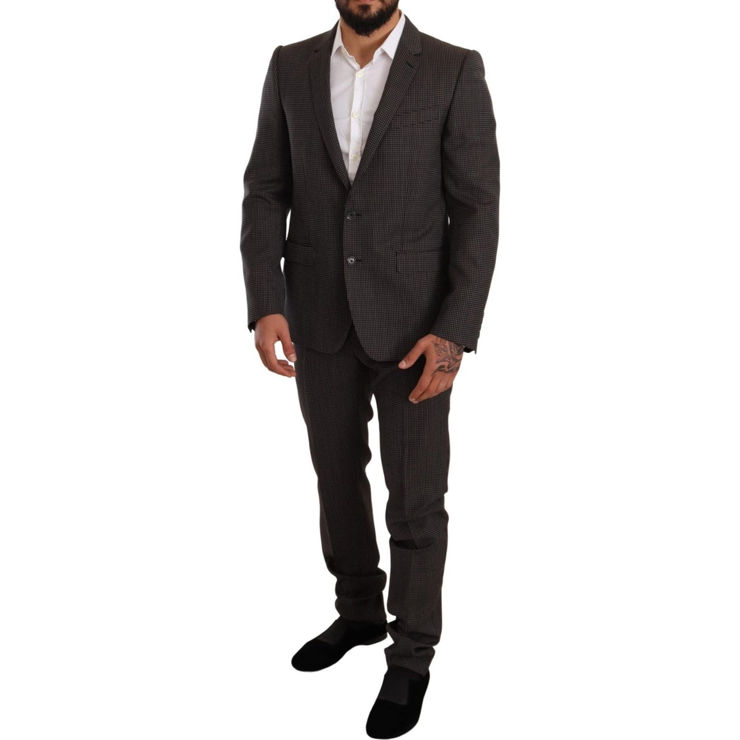 Dolce & Gabbana Elegant Gray Martini Woolen Suit Set Suit Dolce & Gabbana Black
