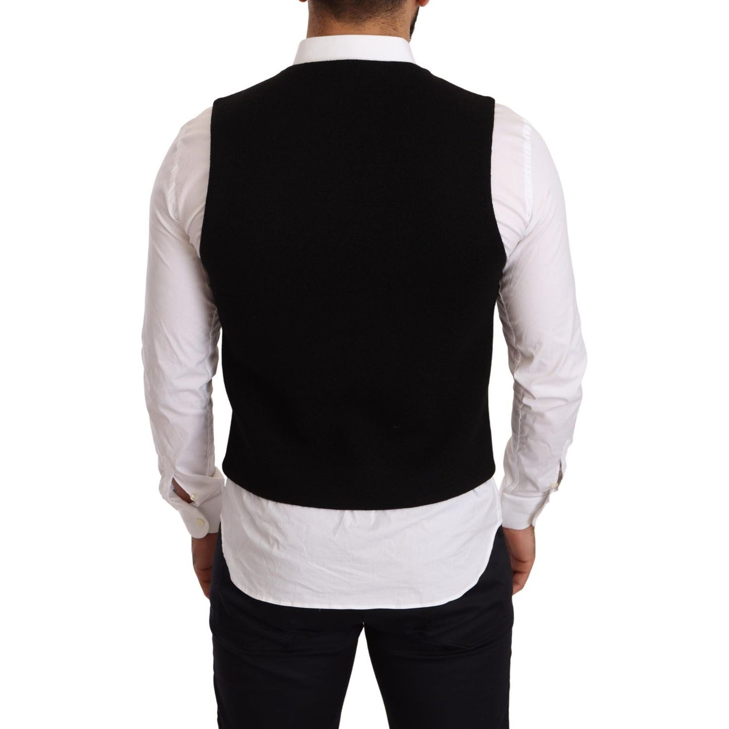Dolce & Gabbana Elegant Black Cotton Formal Dress Vest Vest Jacket Dolce & Gabbana Light Gray