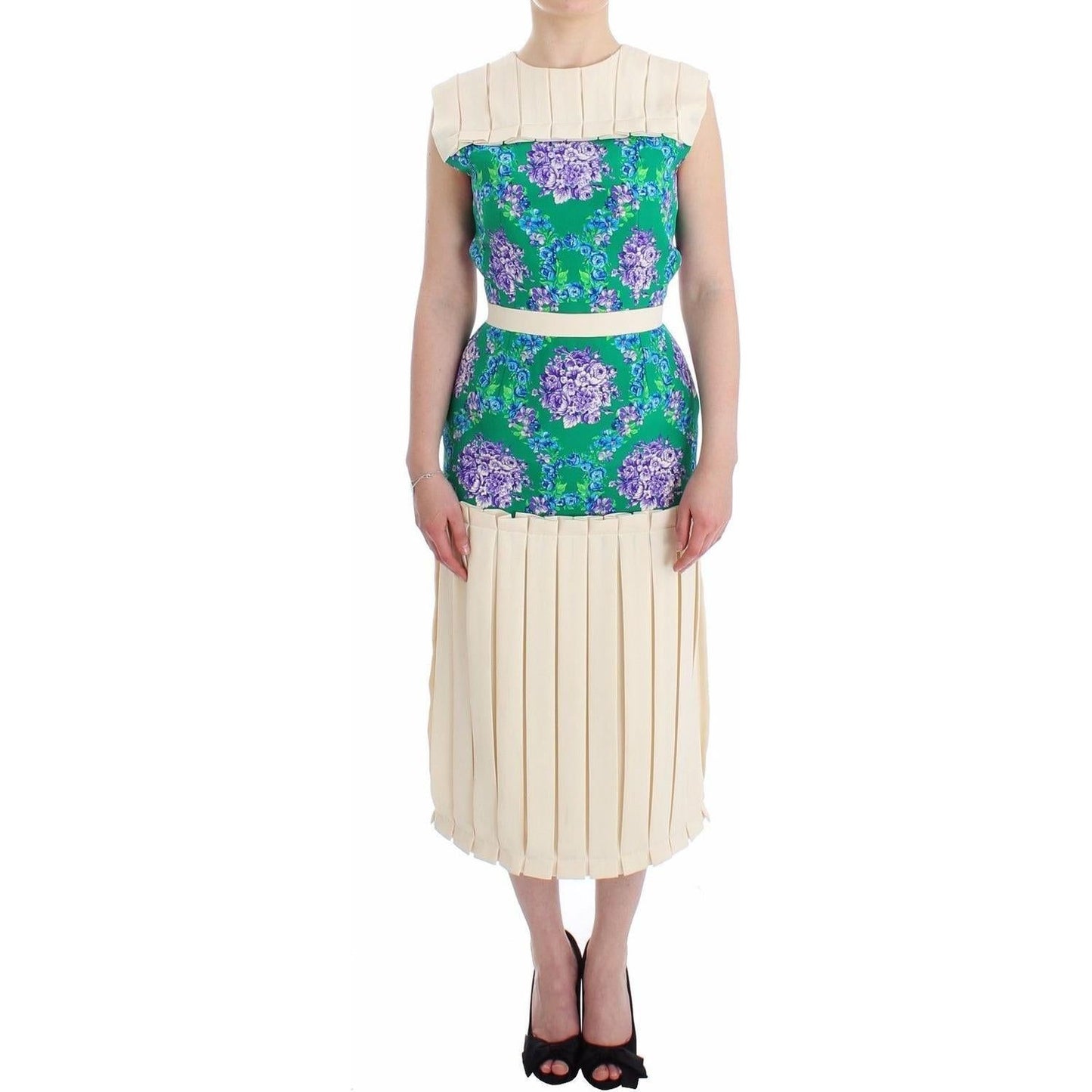 Caterina Gatta Chic Artisan Sleeveless Multicolor Dress WOMAN DRESSES Caterina Gatta Light Gray