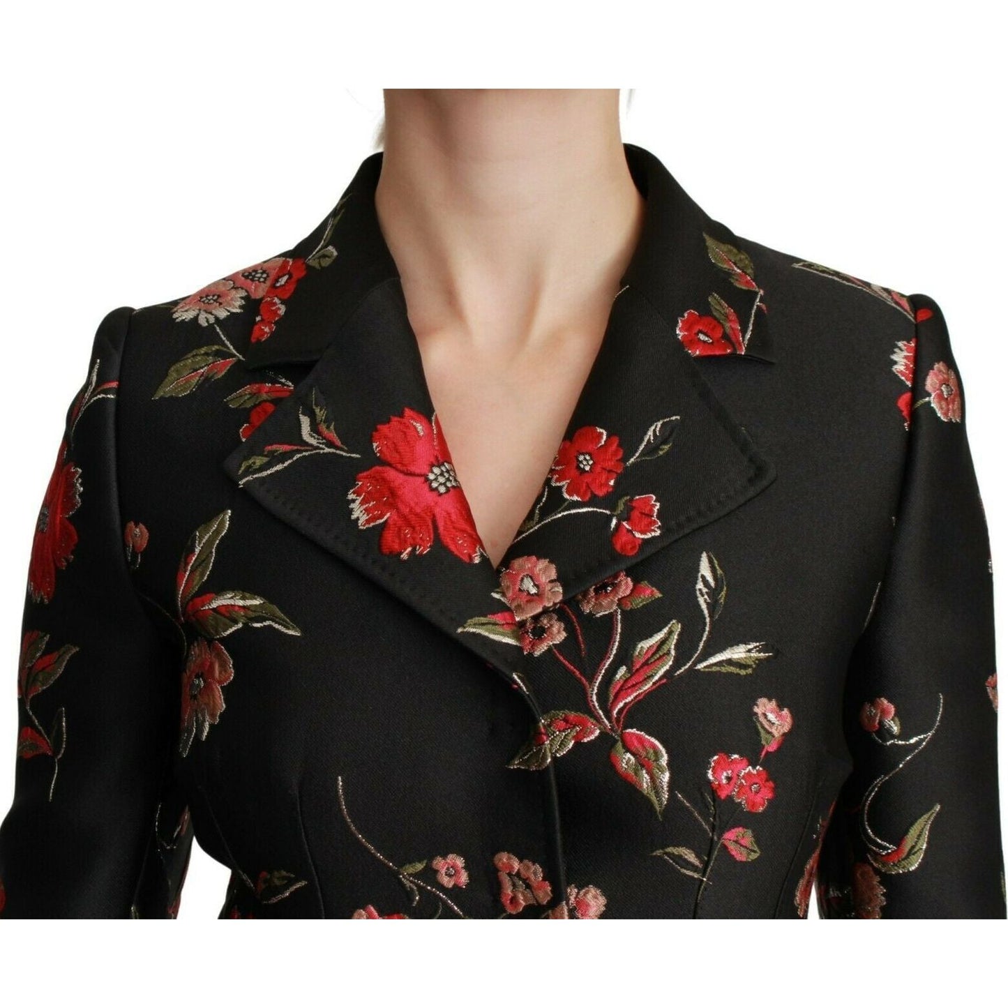 Dolce & Gabbana Elegant Floral Embroidered Trench Coat Dolce & Gabbana Rosy Brown