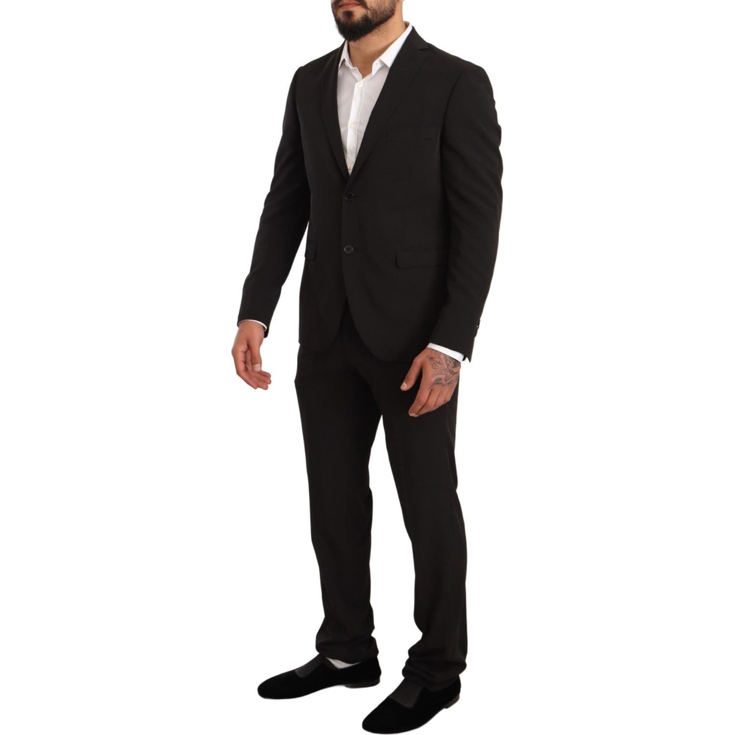Domenico Tagliente Elegant Black Slim Fit Two-Piece Suit Domenico Tagliente Black