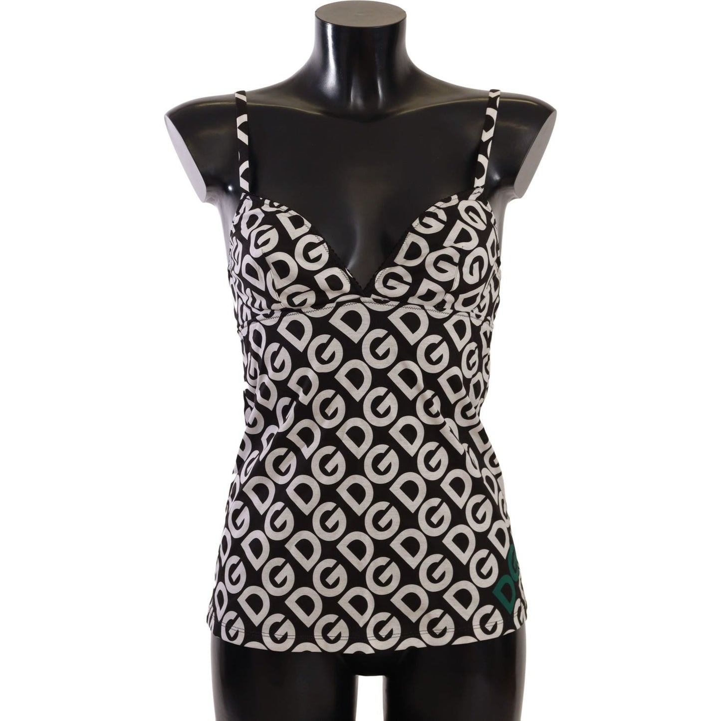 Dolce & Gabbana Chic Logo Print Camisole Tank Top WOMAN SWIMWEAR Dolce & Gabbana Dark Slate Gray