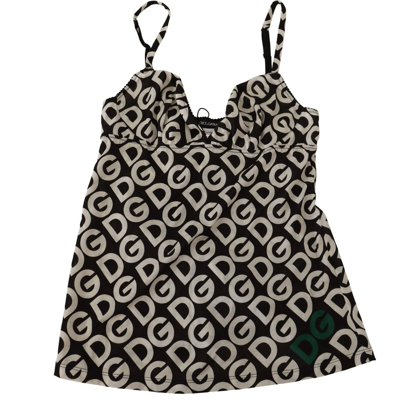Dolce & Gabbana Chic Logo Print Camisole Tank Top WOMAN SWIMWEAR Dolce & Gabbana Dark Gray