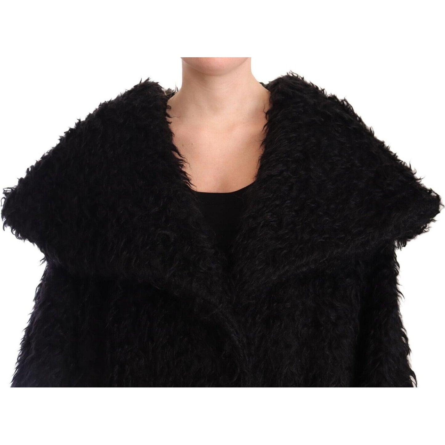 Dolce & Gabbana Sleek Runway Fur Cape Trench Jacket Dolce & Gabbana Black