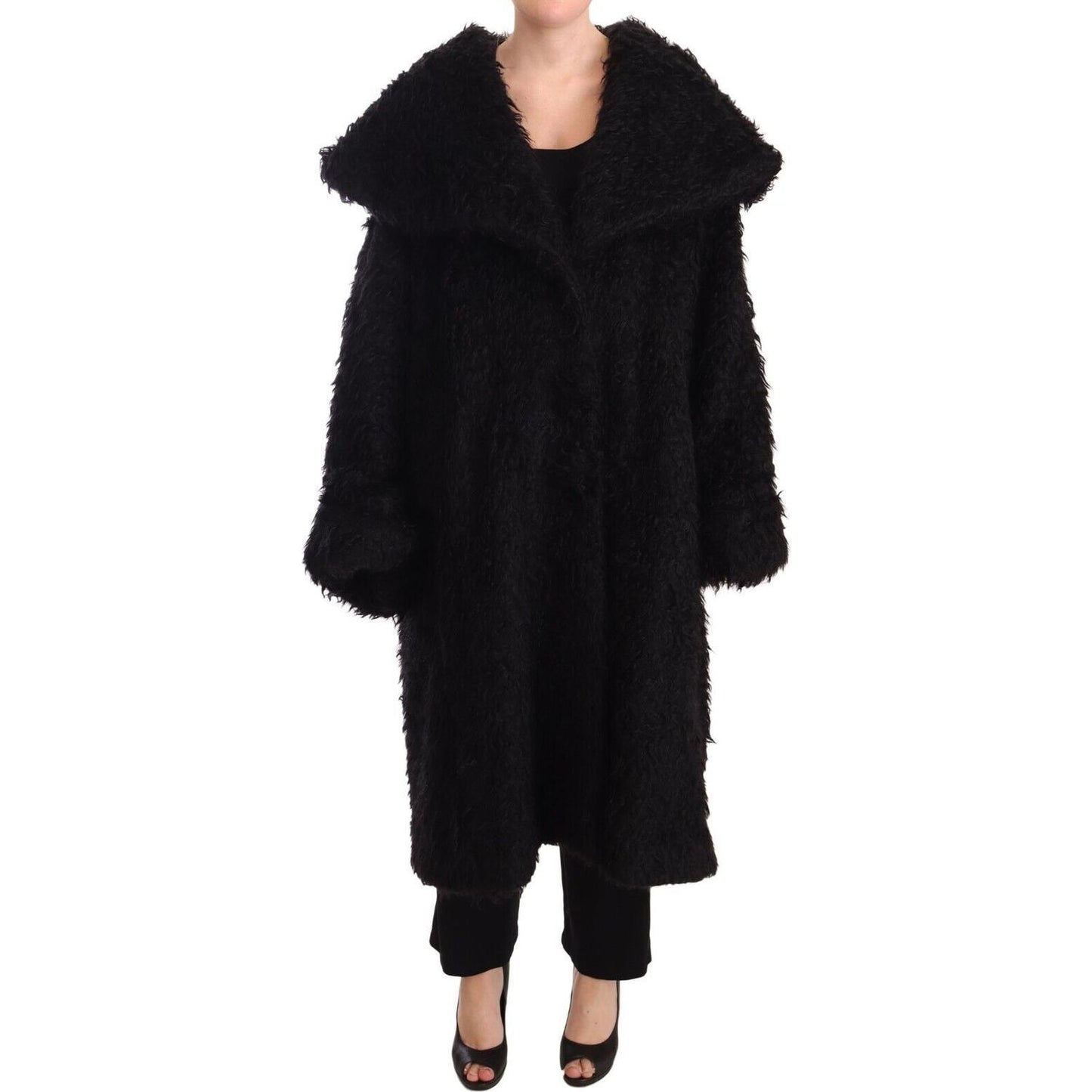 Dolce & Gabbana Sleek Runway Fur Cape Trench Jacket Dolce & Gabbana Black